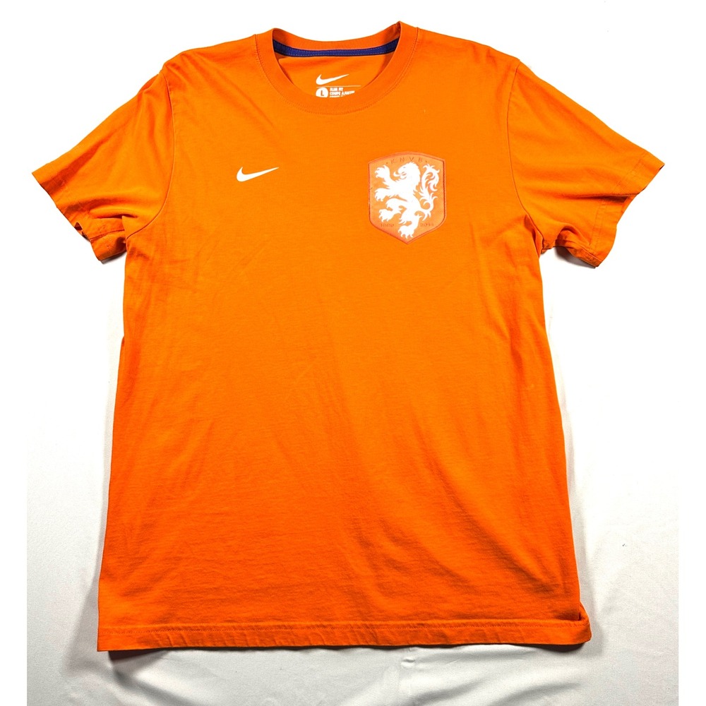 Nike Netherlands KNVB Soccer T-Shirt Mens Large Orange Slim Fit Tee 608603-815